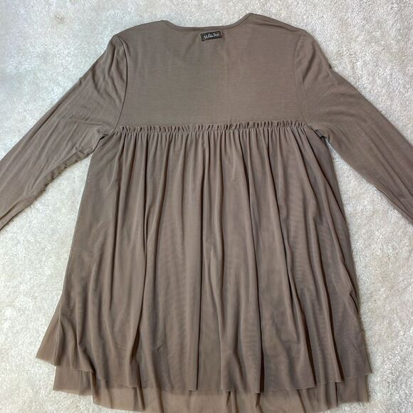 Matilda Jane Taupe Long Sleeve Babydoll Tunic Blouse Women’s Sz M - Picture 4 of 9